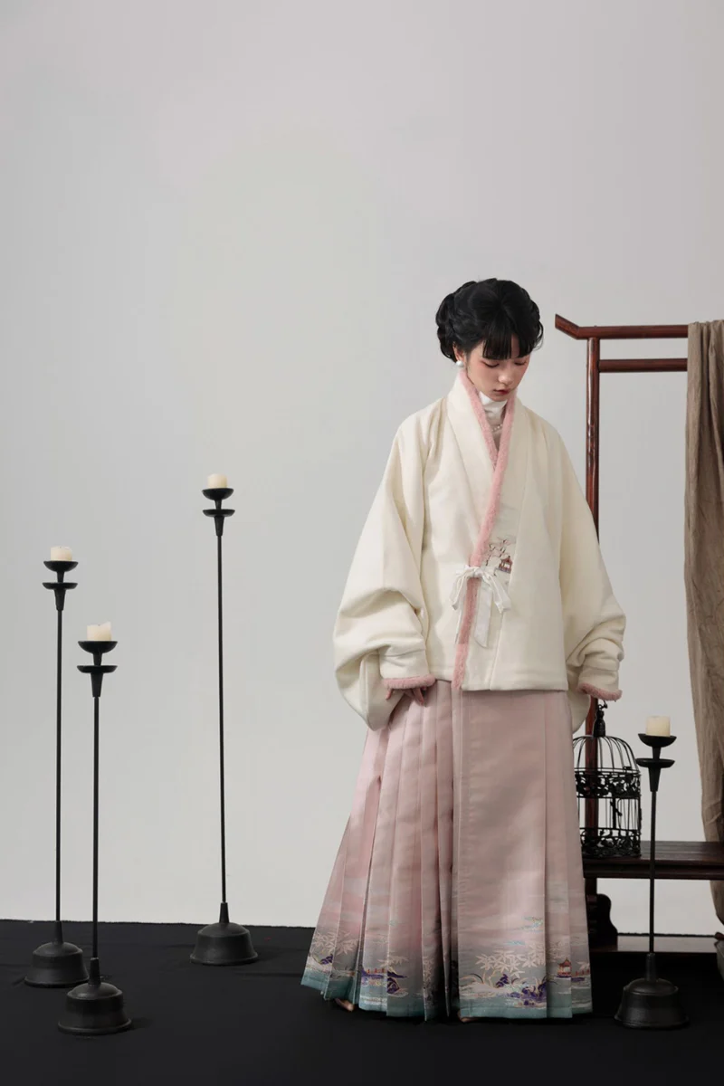 Tui Qiu 退秋 Return to Autumn Modernized Ming Winter Jiaoling Ao Jacket & Mamian Aoqun Set - Image 7