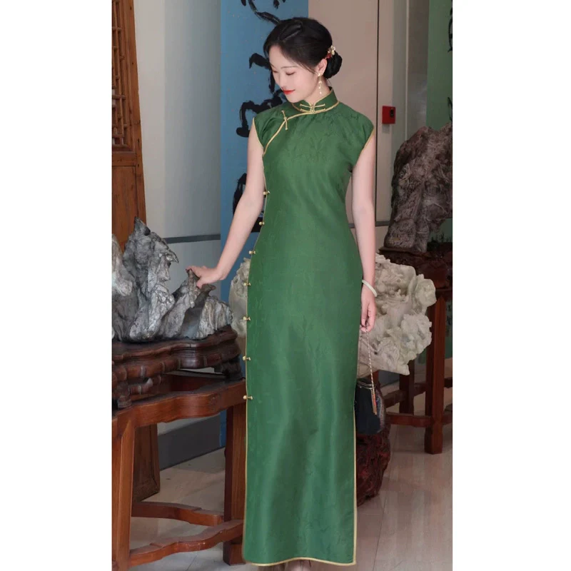 Tuotuo 妥妥 1940s Deer Imprint Summer Cap Sleeve Qipao - Image 3