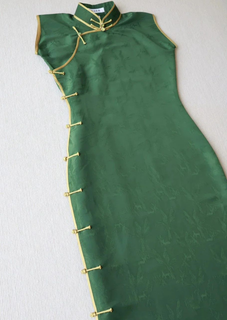 Tuotuo 妥妥 1940s Deer Imprint Summer Cap Sleeve Qipao - Image 8