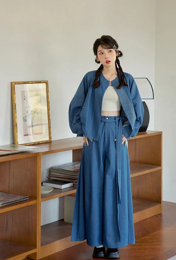 Walking After Midnight 午夜行走 Modernized Daily Cotton Tang Song Pantsuit Set - Image 7