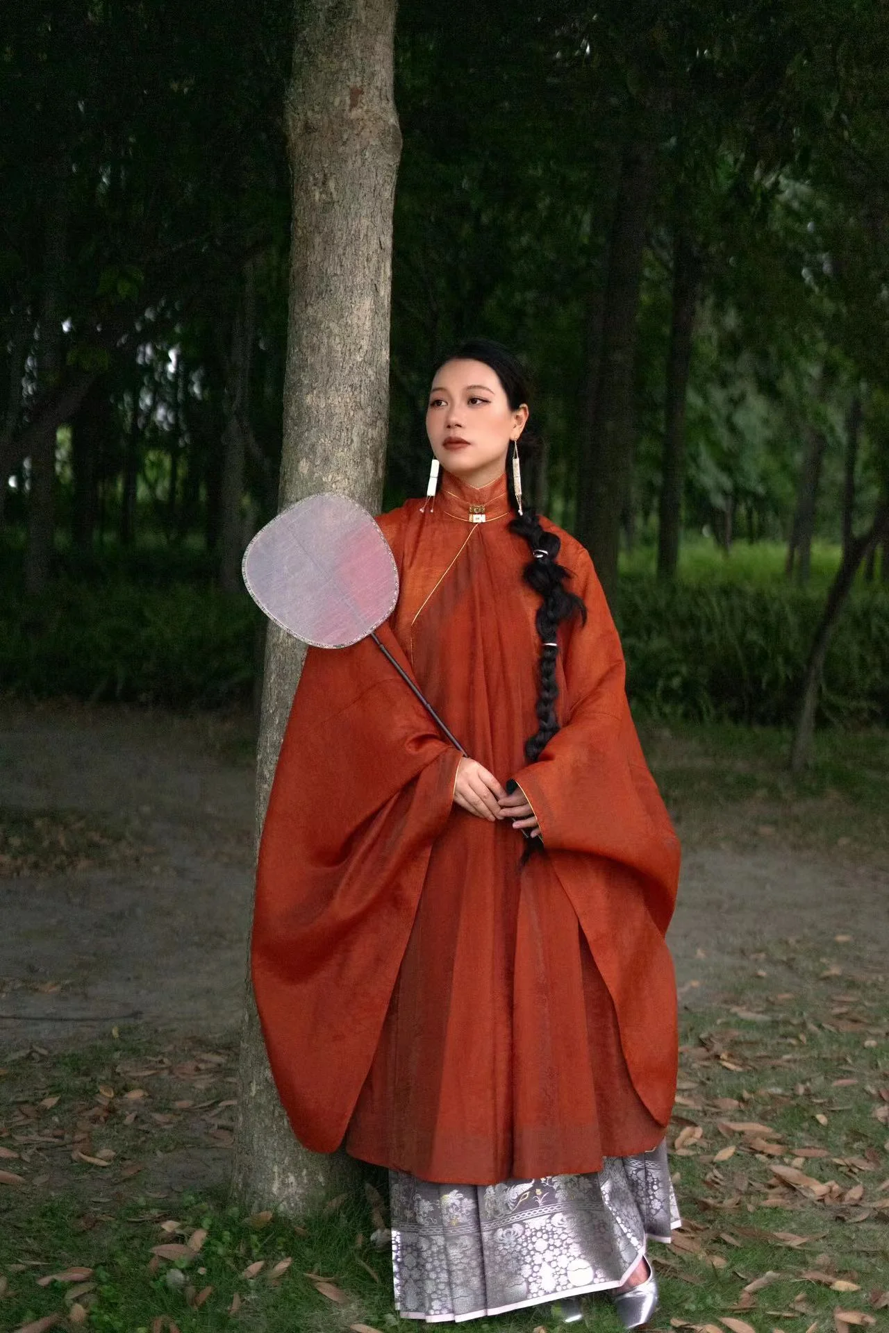 Wei Wei 微微 Faintly Late Ming Xiejin & Duijin Changshan Standing Collar Long Top - Image 2