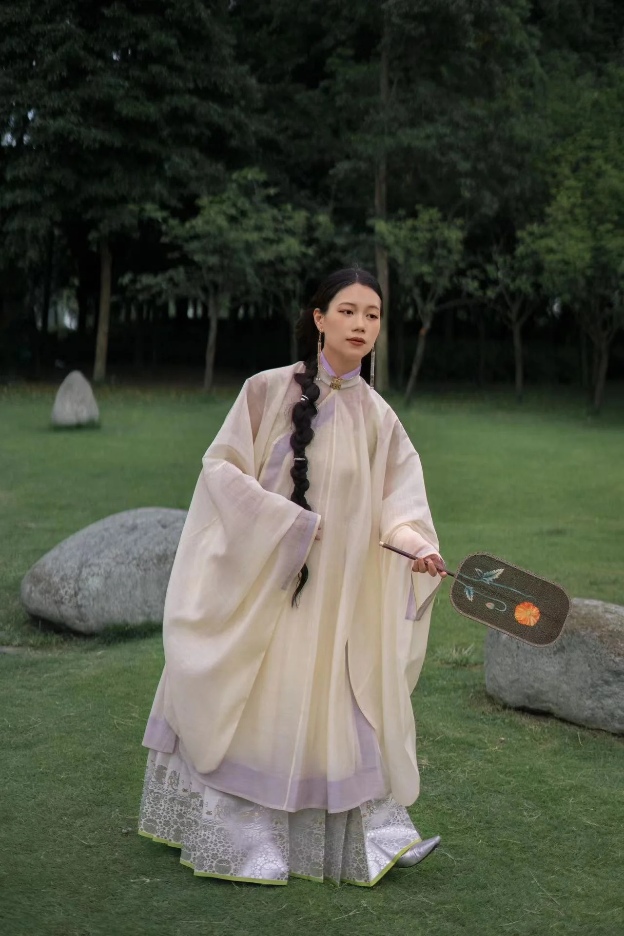 Wei Wei 微微 Faintly Late Ming Xiejin & Duijin Changshan Standing Collar Long Top - Image 4