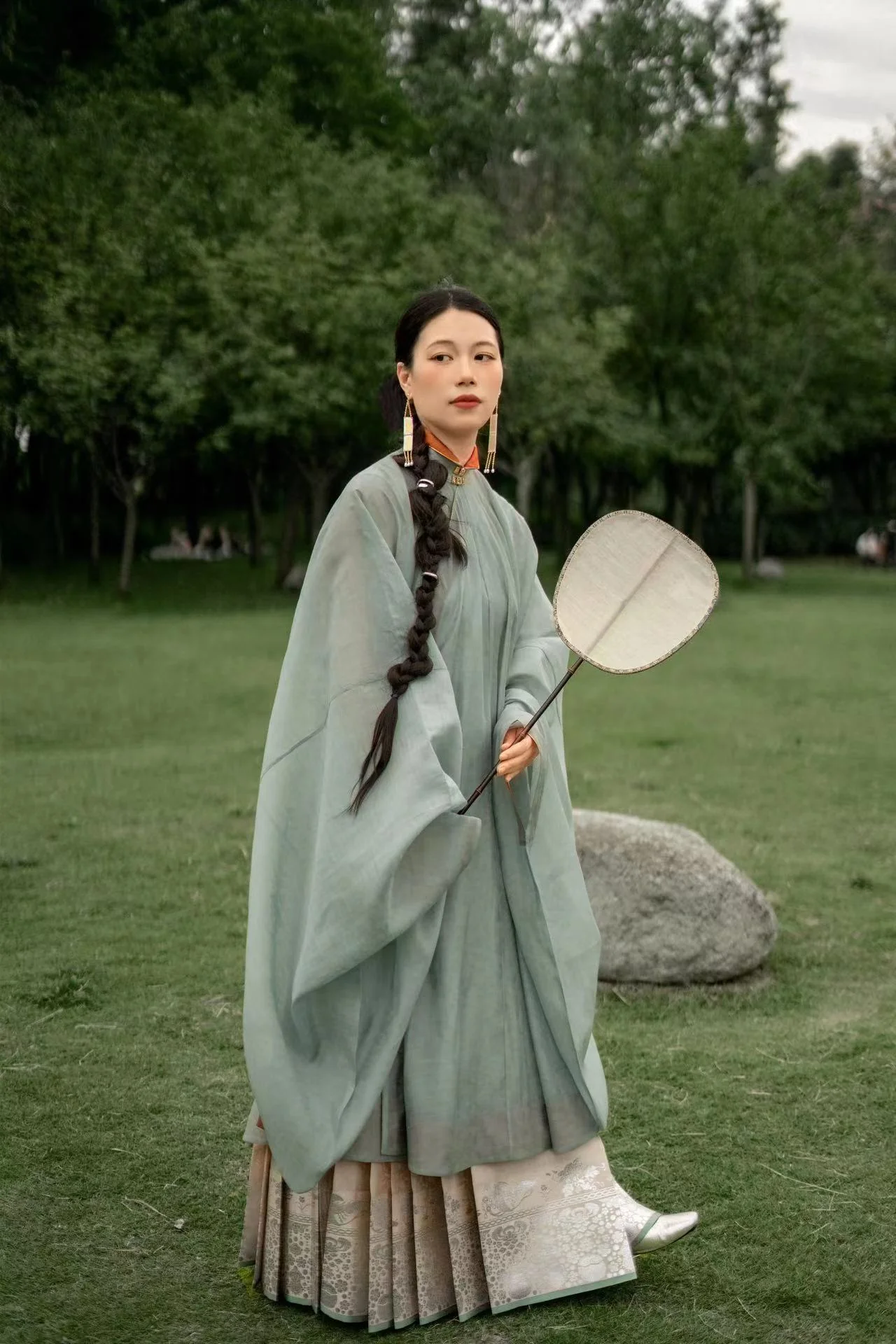 Wei Wei 微微 Faintly Late Ming Xiejin & Duijin Changshan Standing Collar Long Top - Image 5