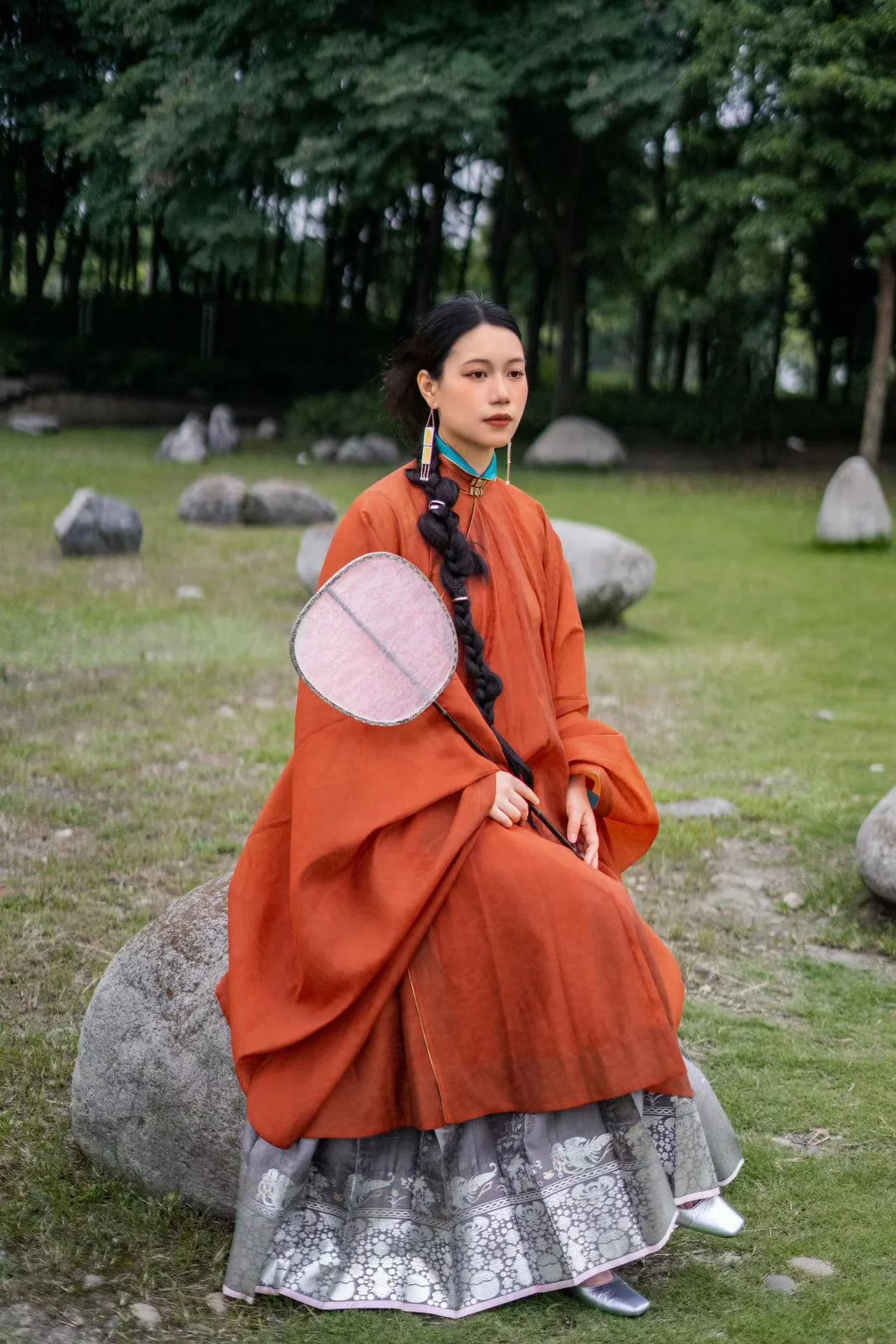 Wei Wei 微微 Faintly Late Ming Xiejin & Duijin Changshan Standing Collar Long Top - Image 8