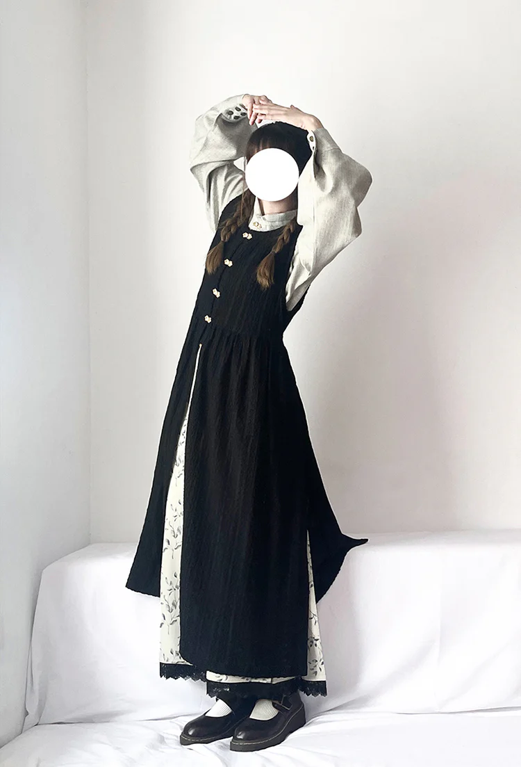 Wen Xueshe 文学社 Literary Society Modernized Ming Song Dynasty Bijia Vest & Songku Pants Set - Image 4