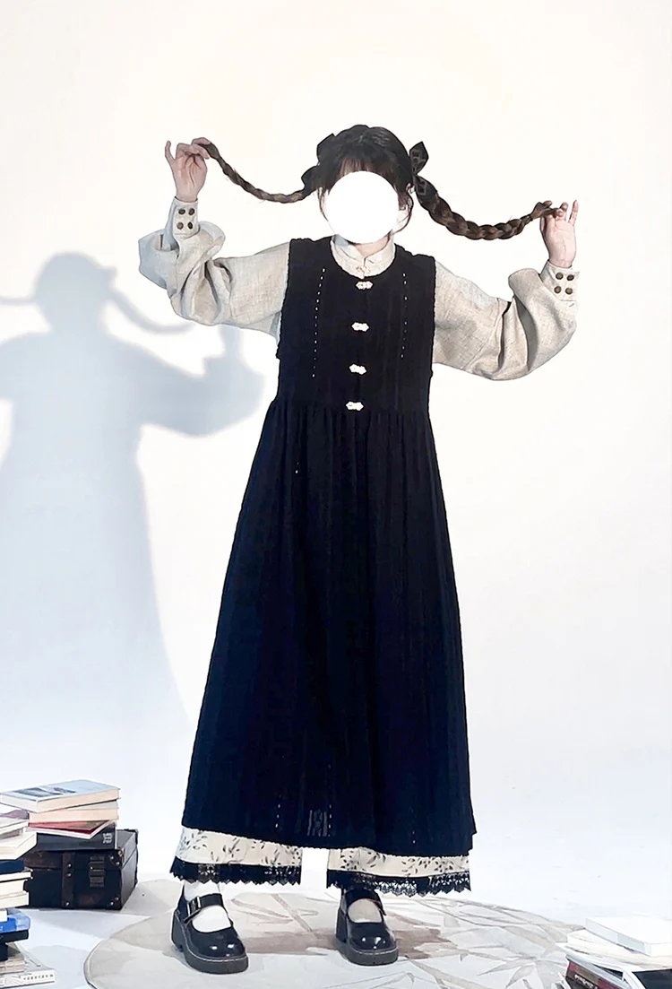 Wen Xueshe 文学社 Literary Society Modernized Ming Song Dynasty Bijia Vest & Songku Pants Set - Image 9