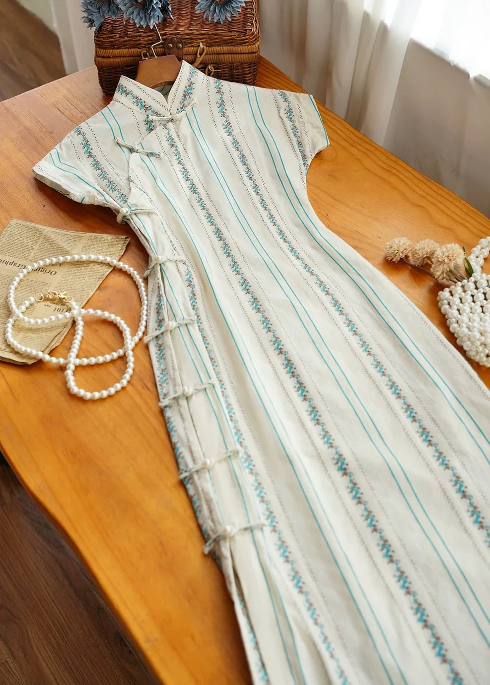 Wen Yi 文艺 Literary 1930s Daily Cotton Floral Qipao - Image 6