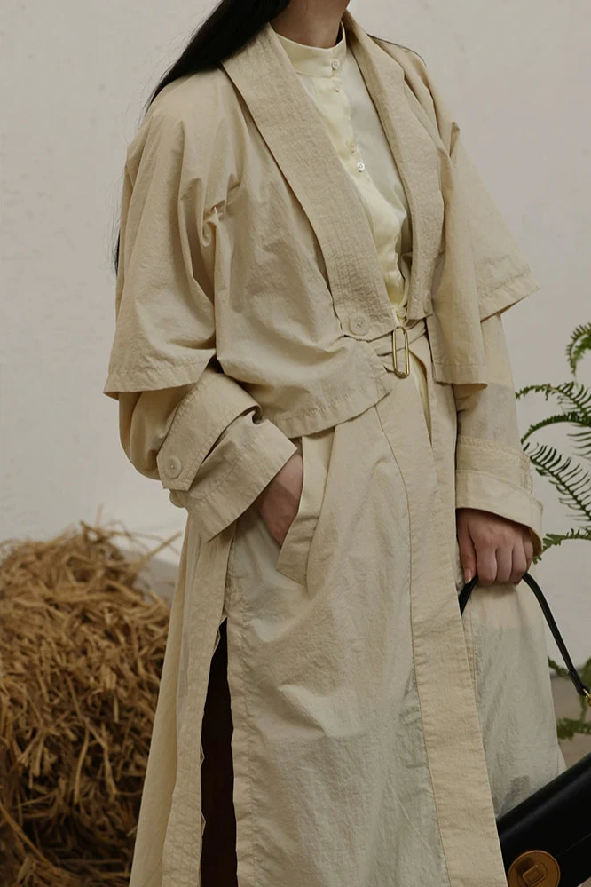 Wind of the Wilderness 旷野的风 Modern Song Unisex Windproof Haoxiu Raccoon Sleeve Cape Trench Coat - Image 12