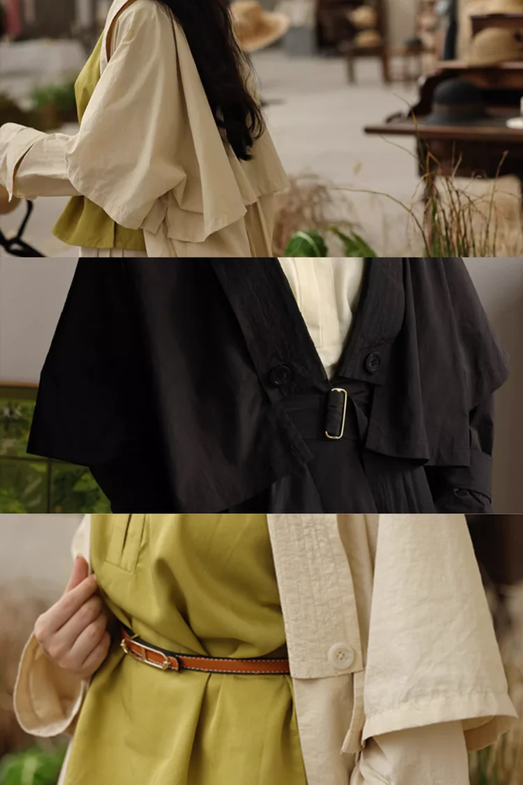 Wind of the Wilderness 旷野的风 Modern Song Unisex Windproof Haoxiu Raccoon Sleeve Cape Trench Coat - Image 14