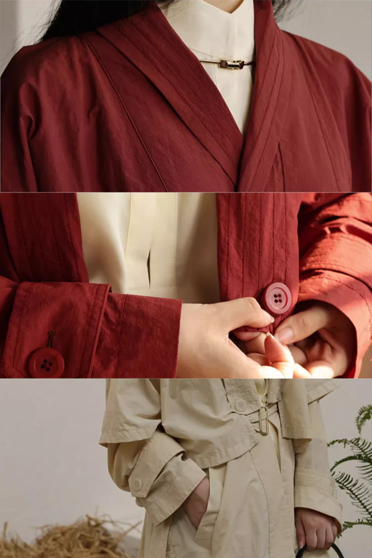 Wind of the Wilderness 旷野的风 Modern Song Unisex Windproof Haoxiu Raccoon Sleeve Cape Trench Coat - Image 15