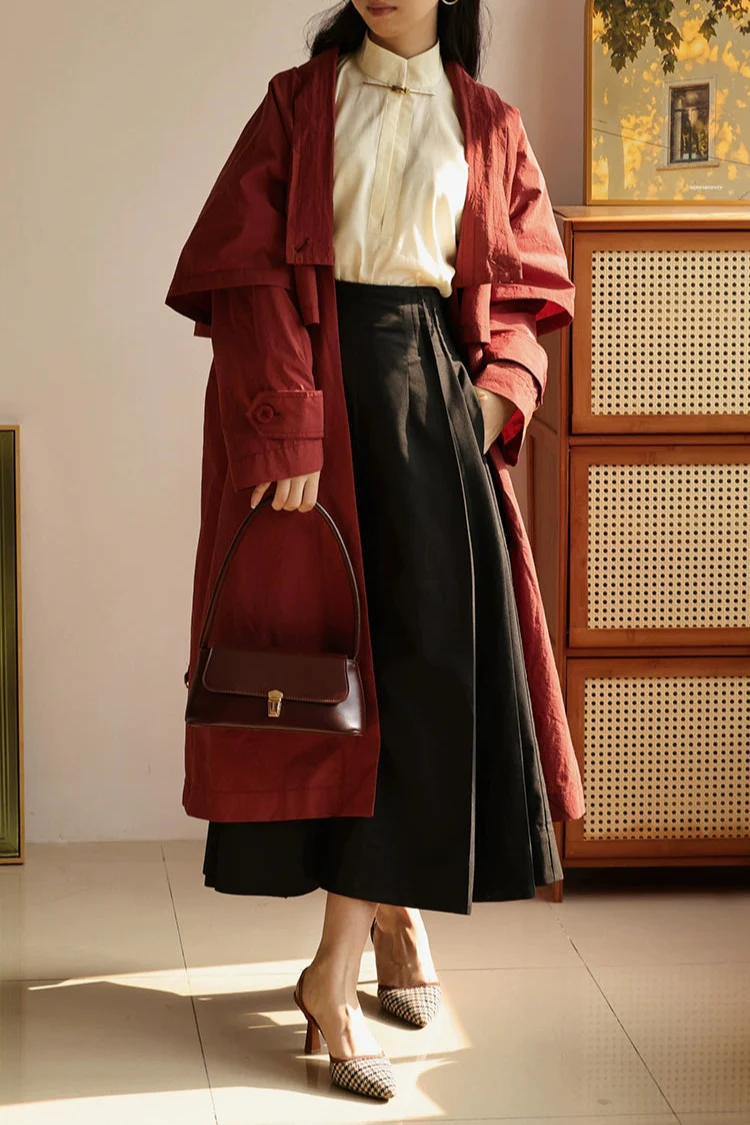 Wind of the Wilderness 旷野的风 Modern Song Unisex Windproof Haoxiu Raccoon Sleeve Cape Trench Coat - Image 7