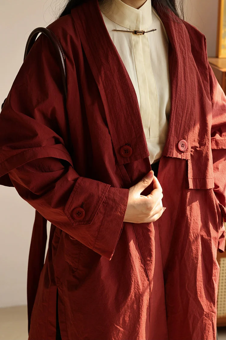 Wind of the Wilderness 旷野的风 Modern Song Unisex Windproof Haoxiu Raccoon Sleeve Cape Trench Coat - Image 8