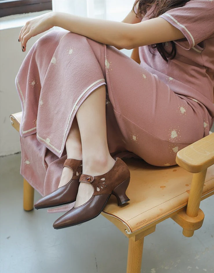 Wine Glass 酒杯 1920s Reproduction Cowhide Leather Shoes - Image 5