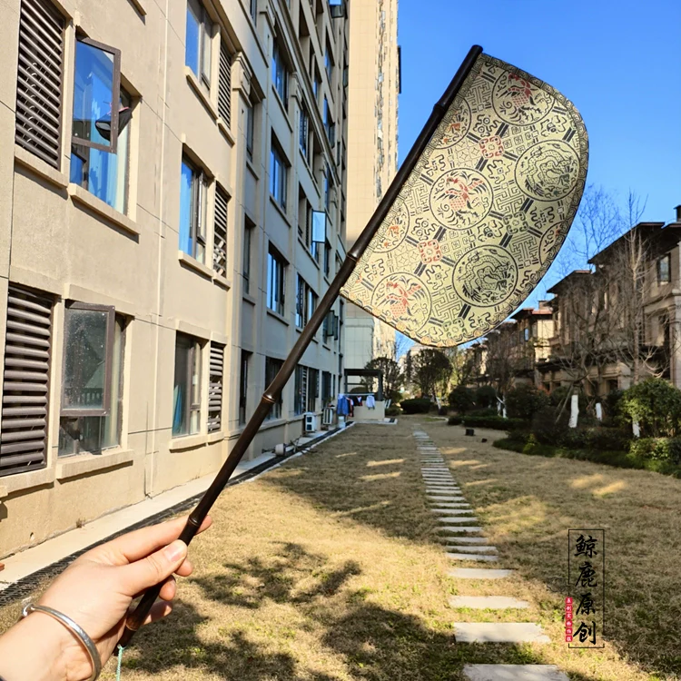 Wufu Babao 五福八宝 Five Blessings & Eight Treasures Unisex Brocade Hushan Fan - Image 3
