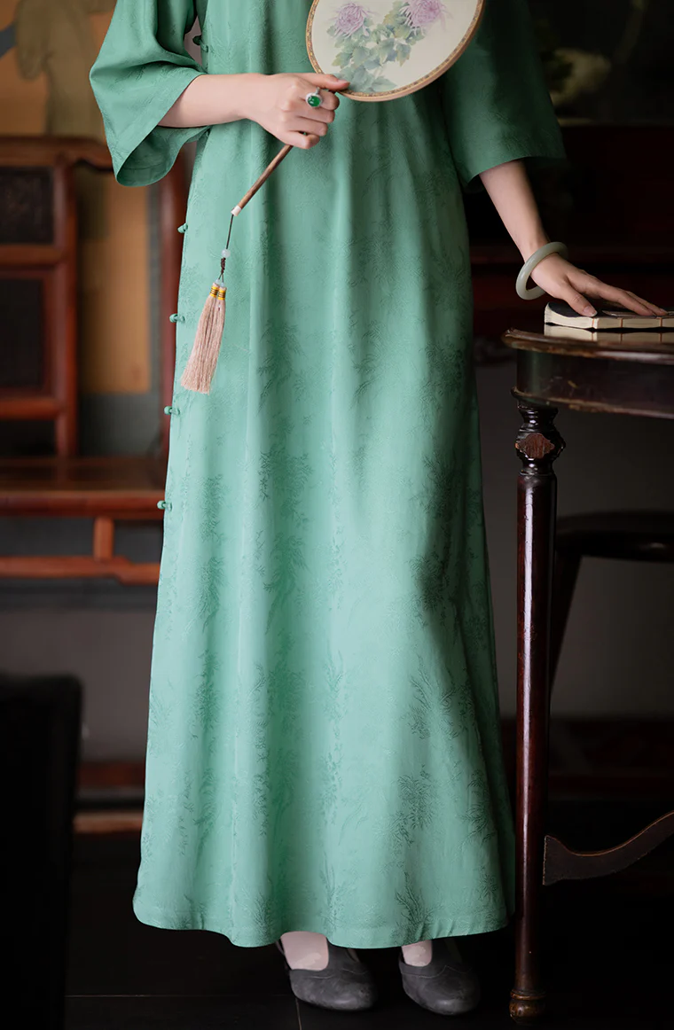 Wulong Cha 乌龙茶 Oolong Tea 1920s Phoenix Jacquard Bell Sleeve Qipao - Image 7