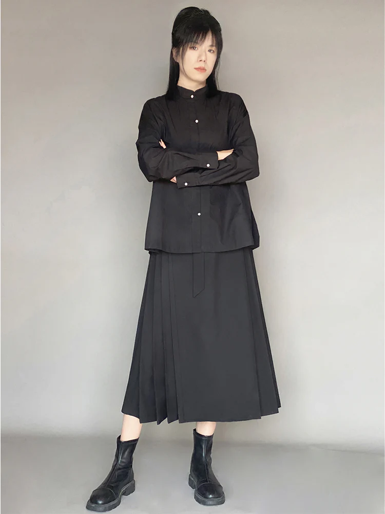Wumei 妩媚 Charming Modernized Ming Plus Size Cotton Standing Collar Top & Midi Mamian Skirt Set - Image 4