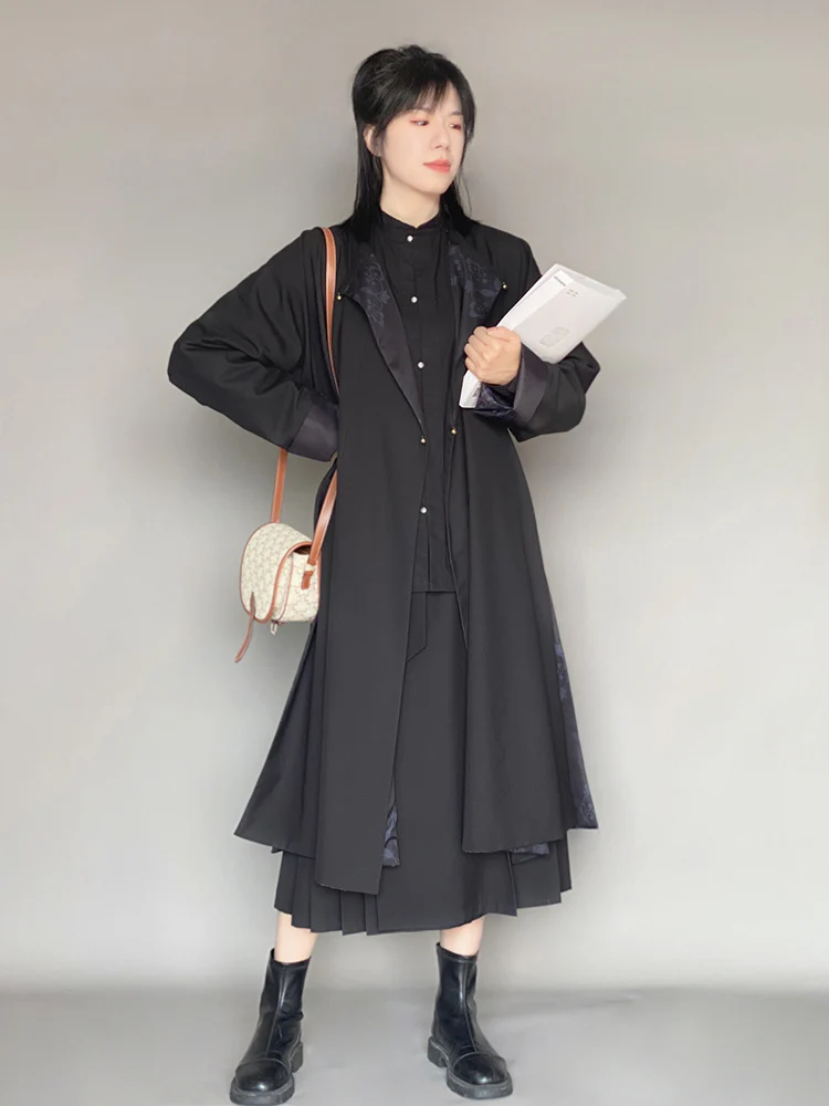Wumei 妩媚 Charming Modernized Ming Plus Size Cotton Standing Collar Top & Midi Mamian Skirt Set - Image 5