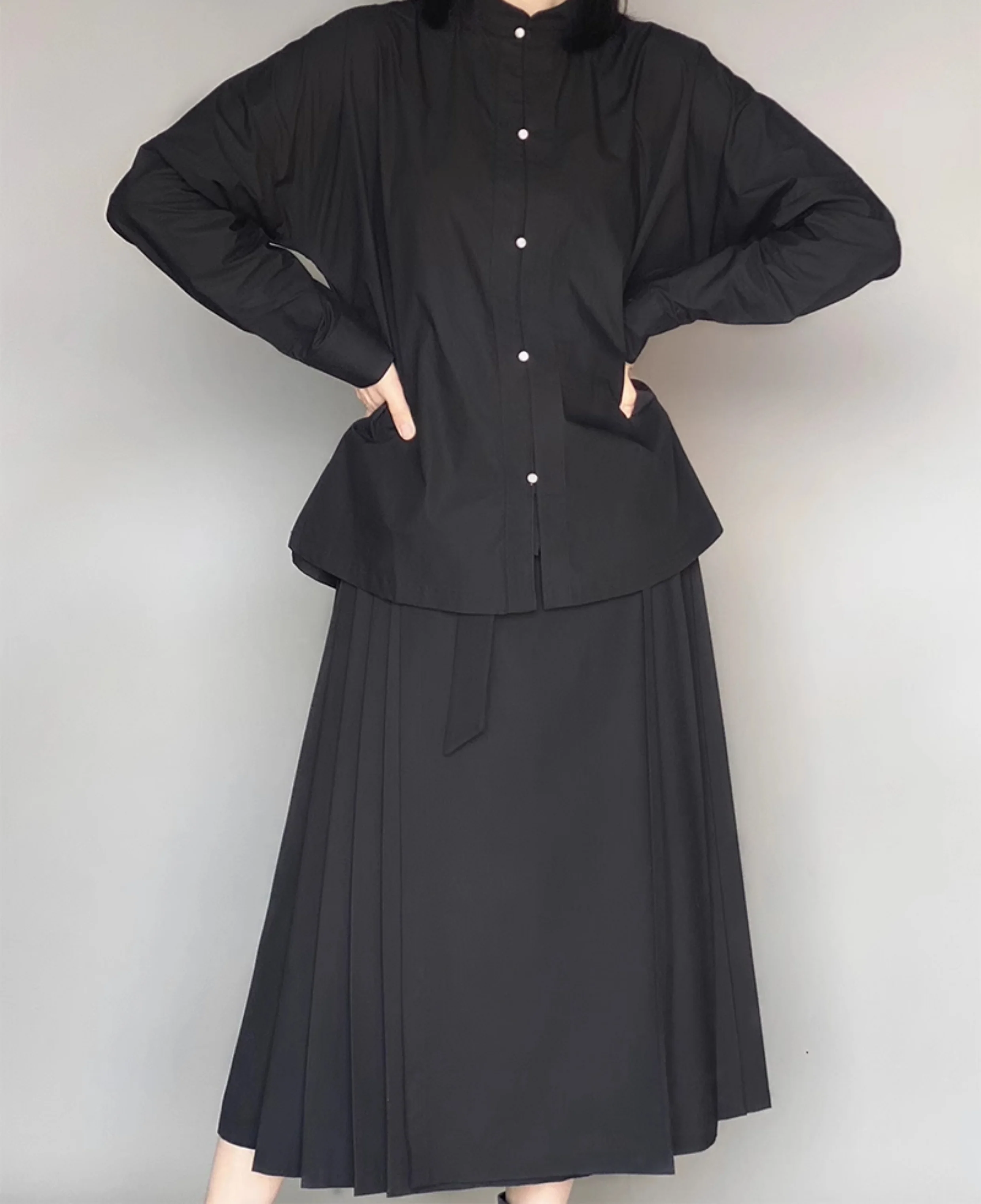 Wumei 妩媚 Charming Modernized Ming Plus Size Cotton Standing Collar Top & Midi Mamian Skirt Set - Image 7