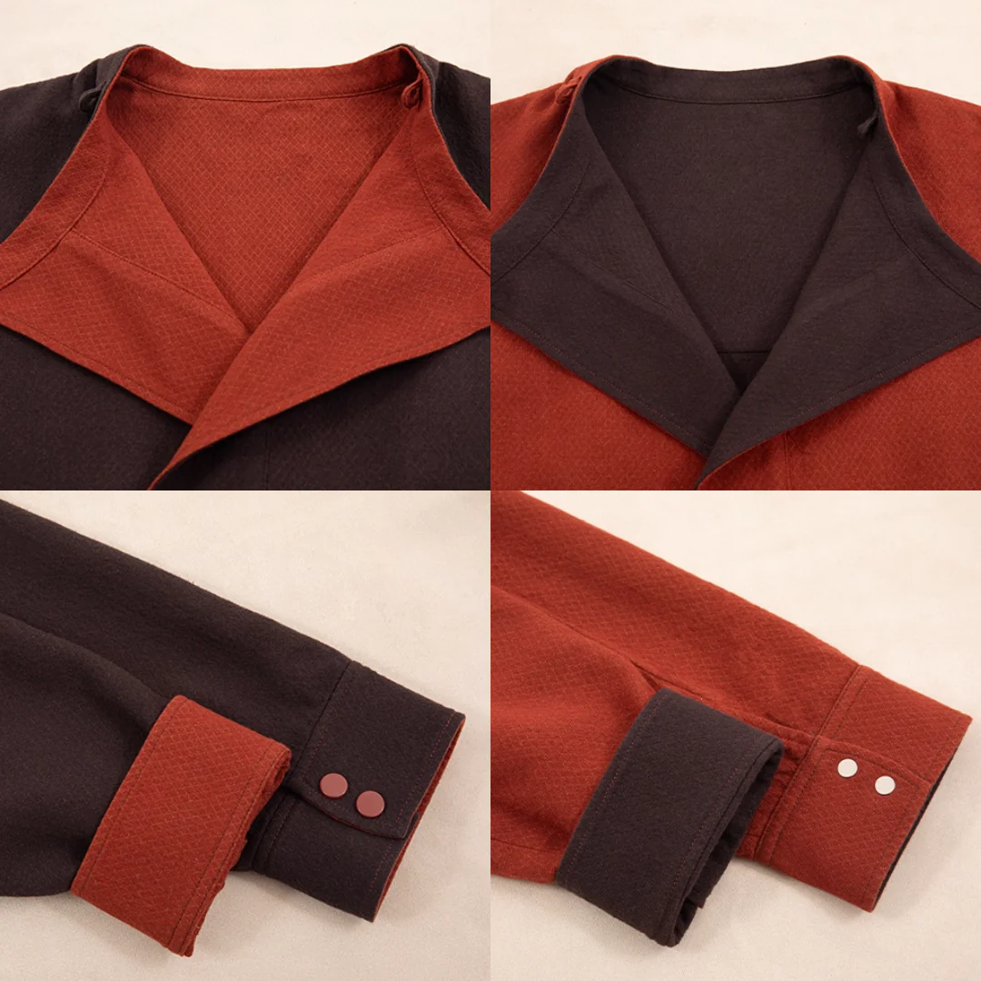 Wumu Hongzhong 乌木红棕 Ebony Red Modernized Tang Double-Sided Cotton Quilt Yuanling Coat & Zhequn Skirt Set - Image 13