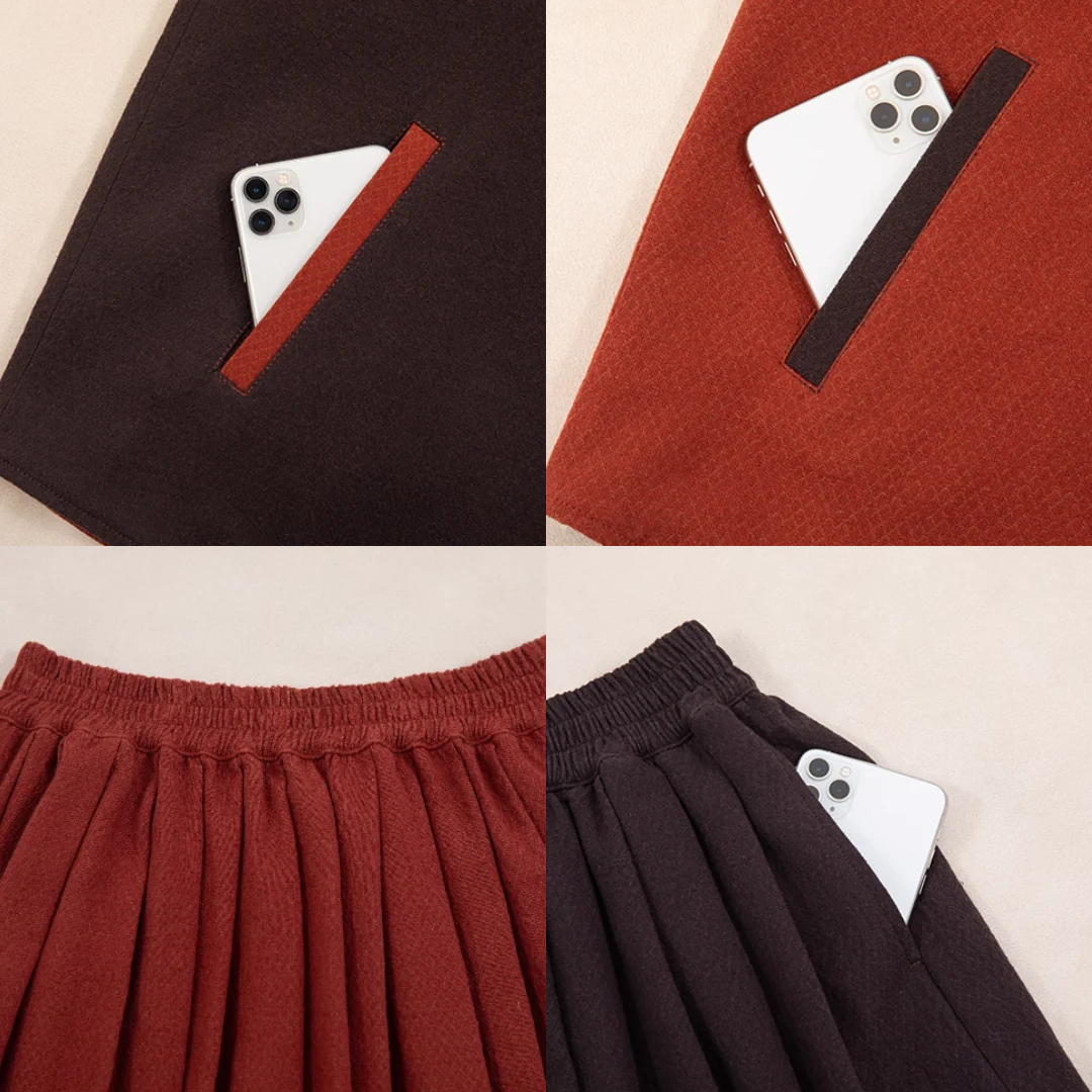 Wumu Hongzhong 乌木红棕 Ebony Red Modernized Tang Double-Sided Cotton Quilt Yuanling Coat & Zhequn Skirt Set - Image 14
