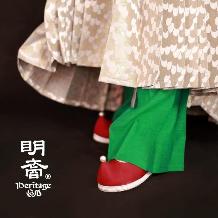 Xi Ku 膝裤 Ming Dynasty Pleated Knee Covers Unisex Linen Jacquard Accessory - Image 8
