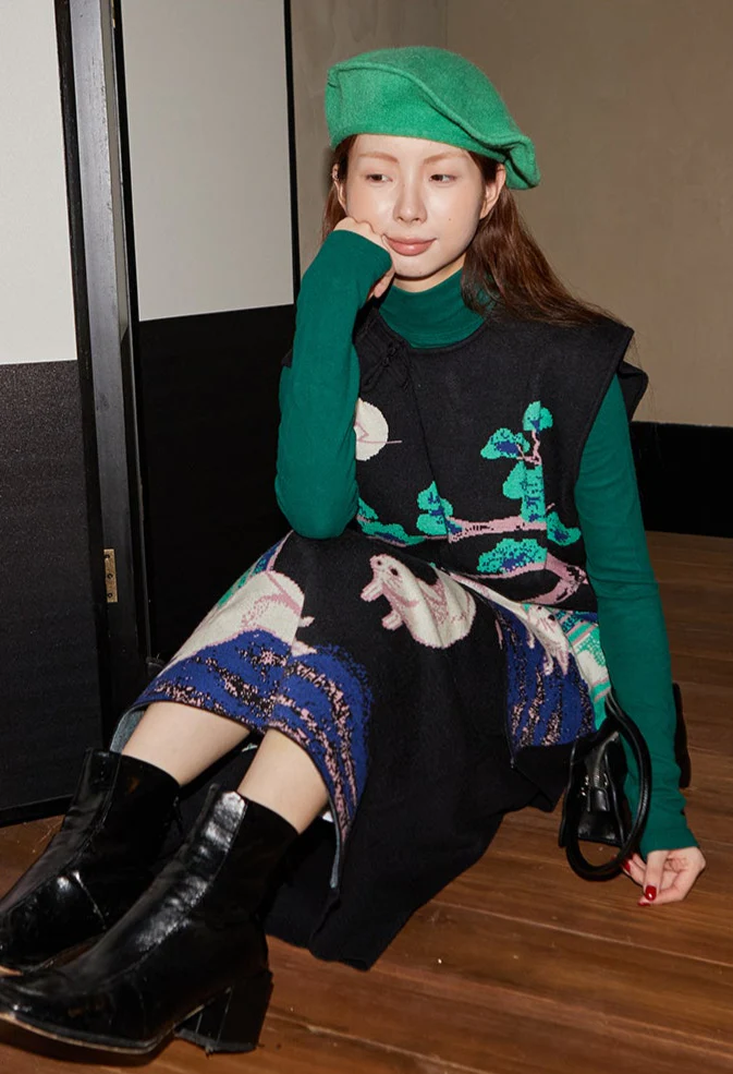 Xi Nao 嬉闹 Frolicking Rabbits New Chinese Style Knit Sweater Vest - Image 7