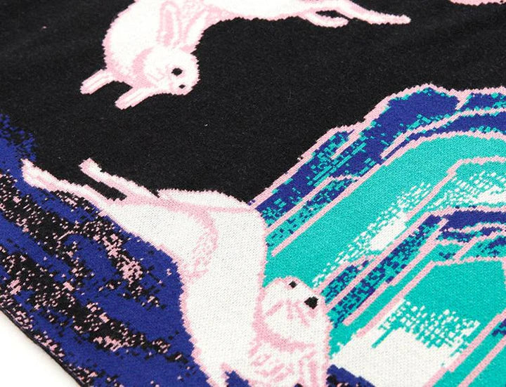 Xi Nao 嬉闹 Frolicking Rabbits New Chinese Style Knit Midi Skirt - Image 10