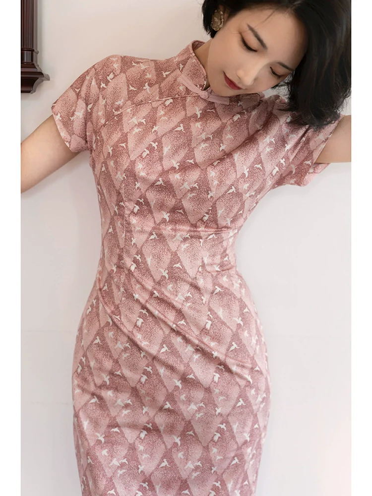 Xiang Rikui 向日葵 Sunflowers & Pink Doves Modernized Pure Cotton Daily Qipao - Image 11