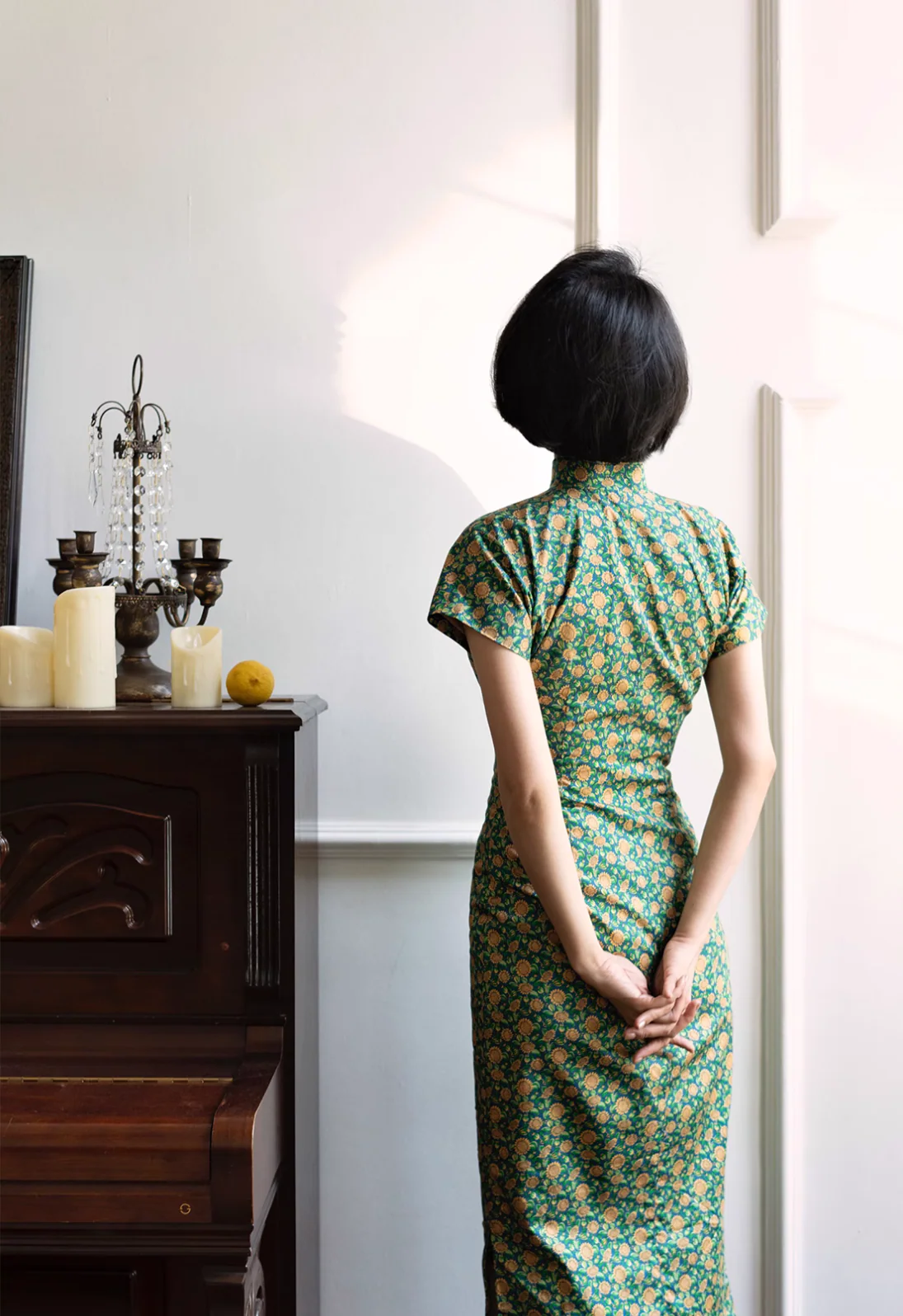 Xiang Rikui 向日葵 Sunflowers & Pink Doves Modernized Pure Cotton Daily Qipao - Image 3