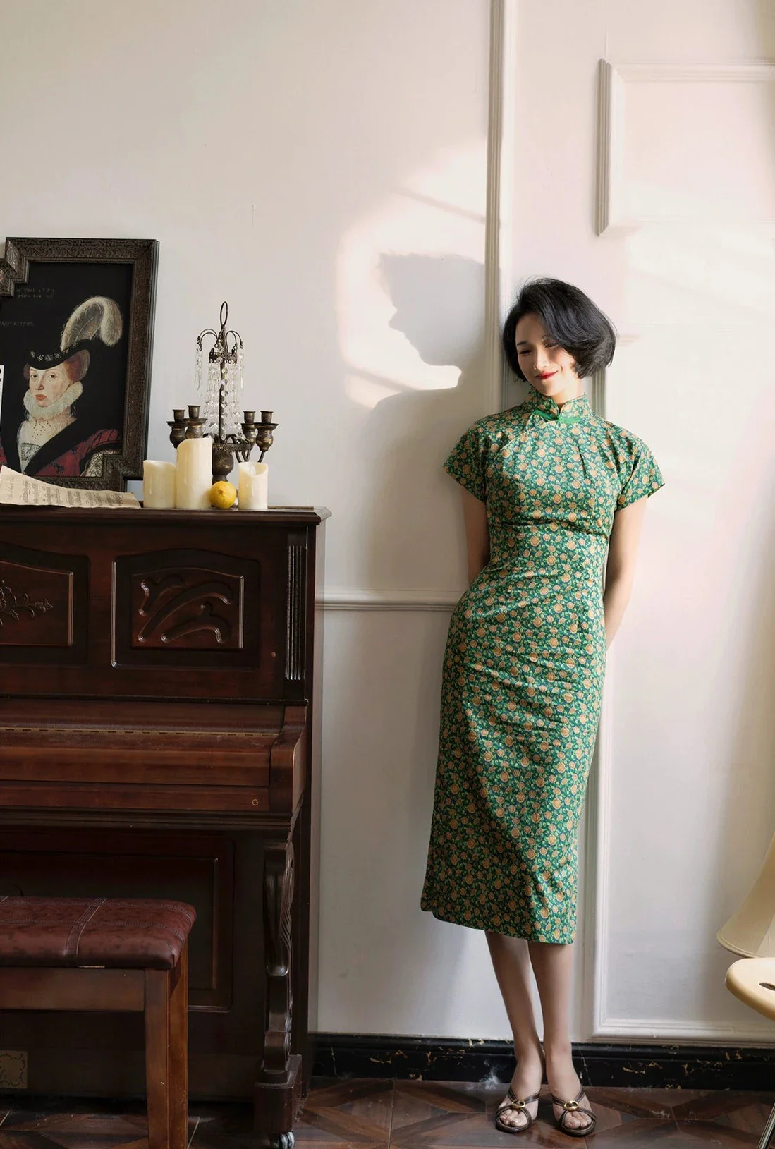 Xiang Rikui 向日葵 Sunflowers & Pink Doves Modernized Pure Cotton Daily Qipao - Image 4
