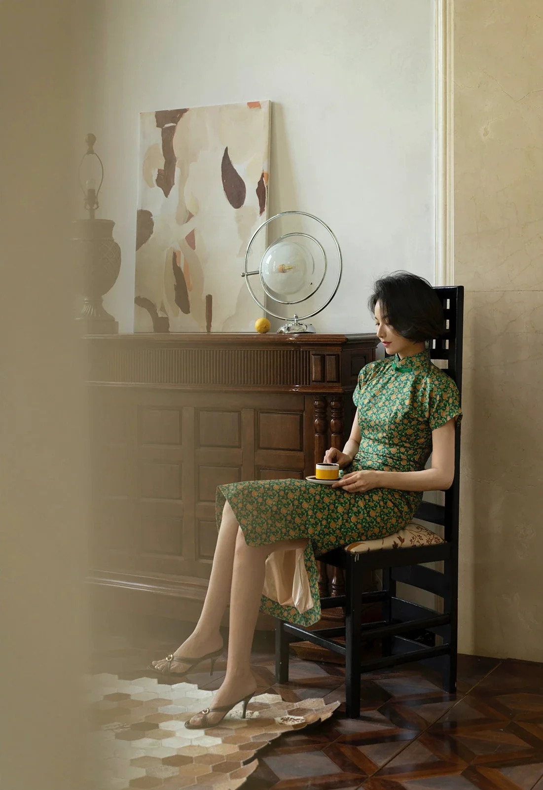 Xiang Rikui 向日葵 Sunflowers & Pink Doves Modernized Pure Cotton Daily Qipao - Image 5