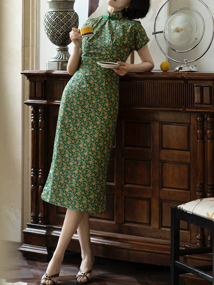 Xiang Rikui 向日葵 Sunflowers & Pink Doves Modernized Pure Cotton Daily Qipao - Image 6