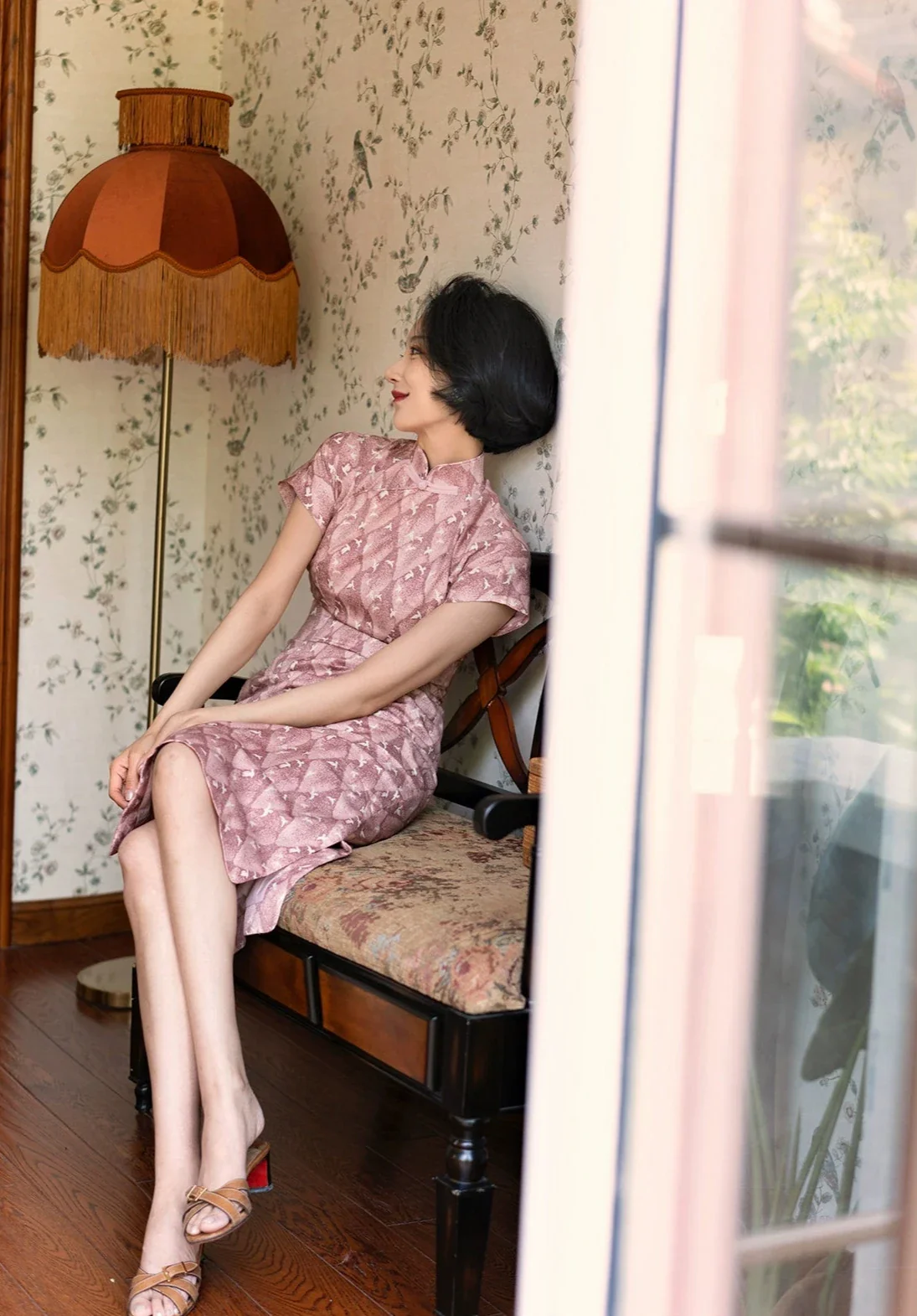 Xiang Rikui 向日葵 Sunflowers & Pink Doves Modernized Pure Cotton Daily Qipao - Image 8