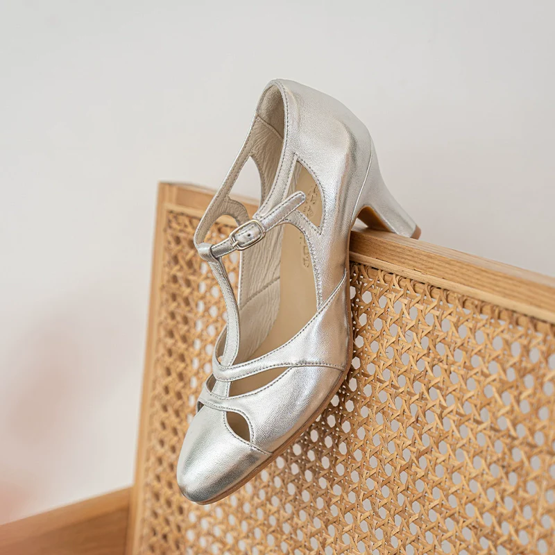 Aizhai 矮寨 Double Bridge 1930s Republic of China Style Wine-Glass Heel Genuine Leather Mary Janes - Image 16
