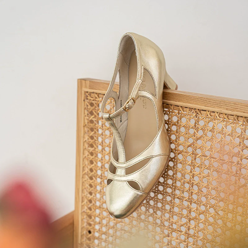 Aizhai 矮寨 Double Bridge 1930s Republic of China Style Wine-Glass Heel Genuine Leather Mary Janes - Image 17
