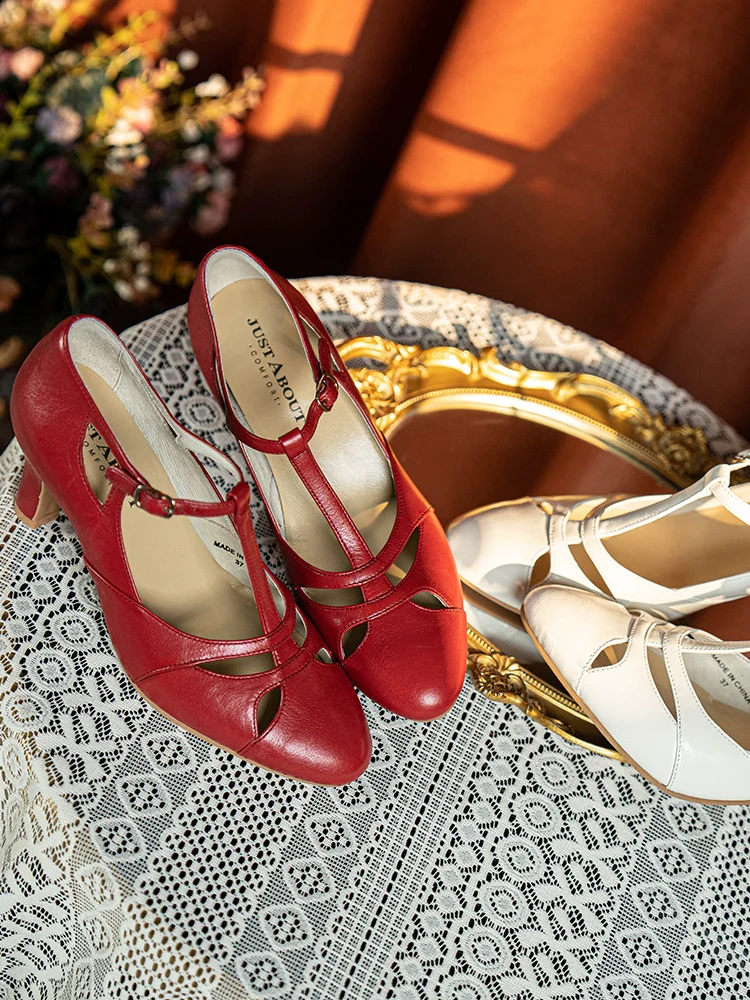 Aizhai 矮寨 Double Bridge 1930s Republic of China Style Wine-Glass Heel Genuine Leather Mary Janes - Image 2