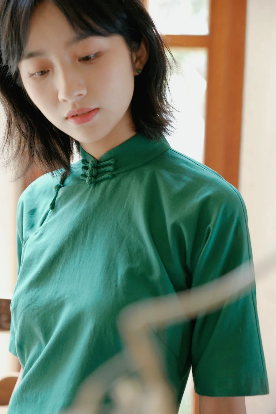 Xiao Senlin 小森林 Little Forest 1930s Cotton & Ramie Plant Half Sleeve Qipao - Image 2