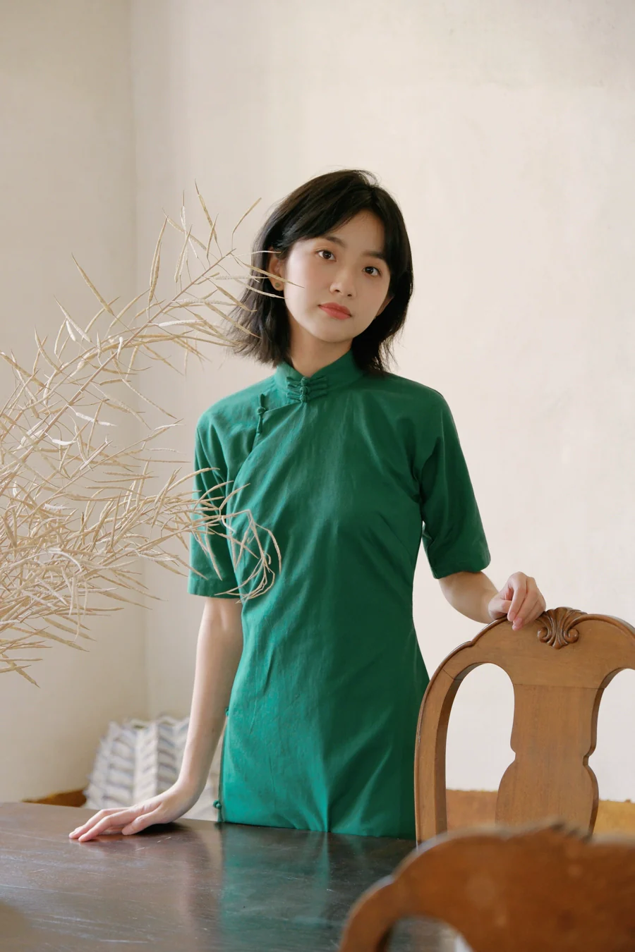 Xiao Senlin 小森林 Little Forest 1930s Cotton & Ramie Plant Half Sleeve Qipao - Image 3
