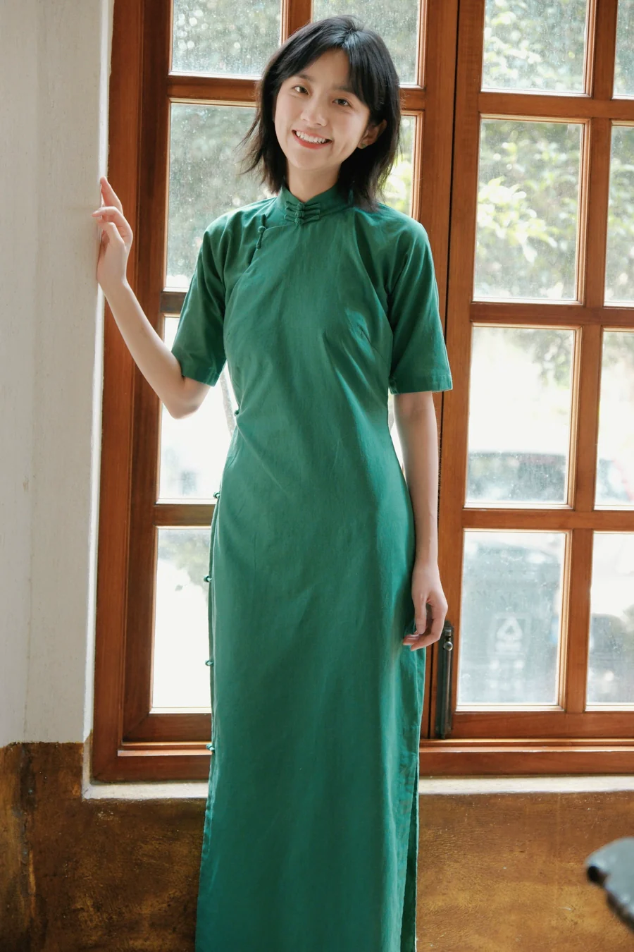 Xiao Senlin 小森林 Little Forest 1930s Cotton & Ramie Plant Half Sleeve Qipao - Image 5