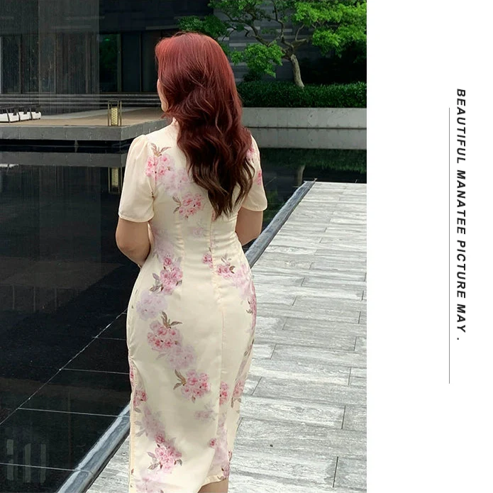 Xiari Meigui 夏日玫瑰 Rosy Summer Plus Size Modernized Classic Floral Print Qipao - Image 10