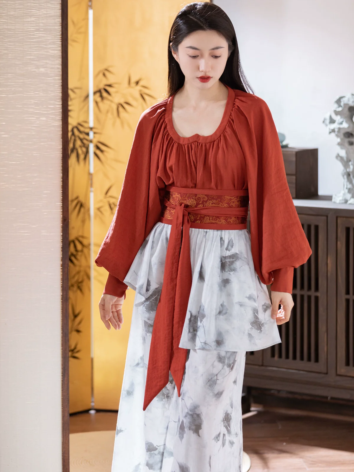 Freehand 写意 Modernized Tang Dynasty Tanling Peach Collar Pure Cotton Shirt - Image 4
