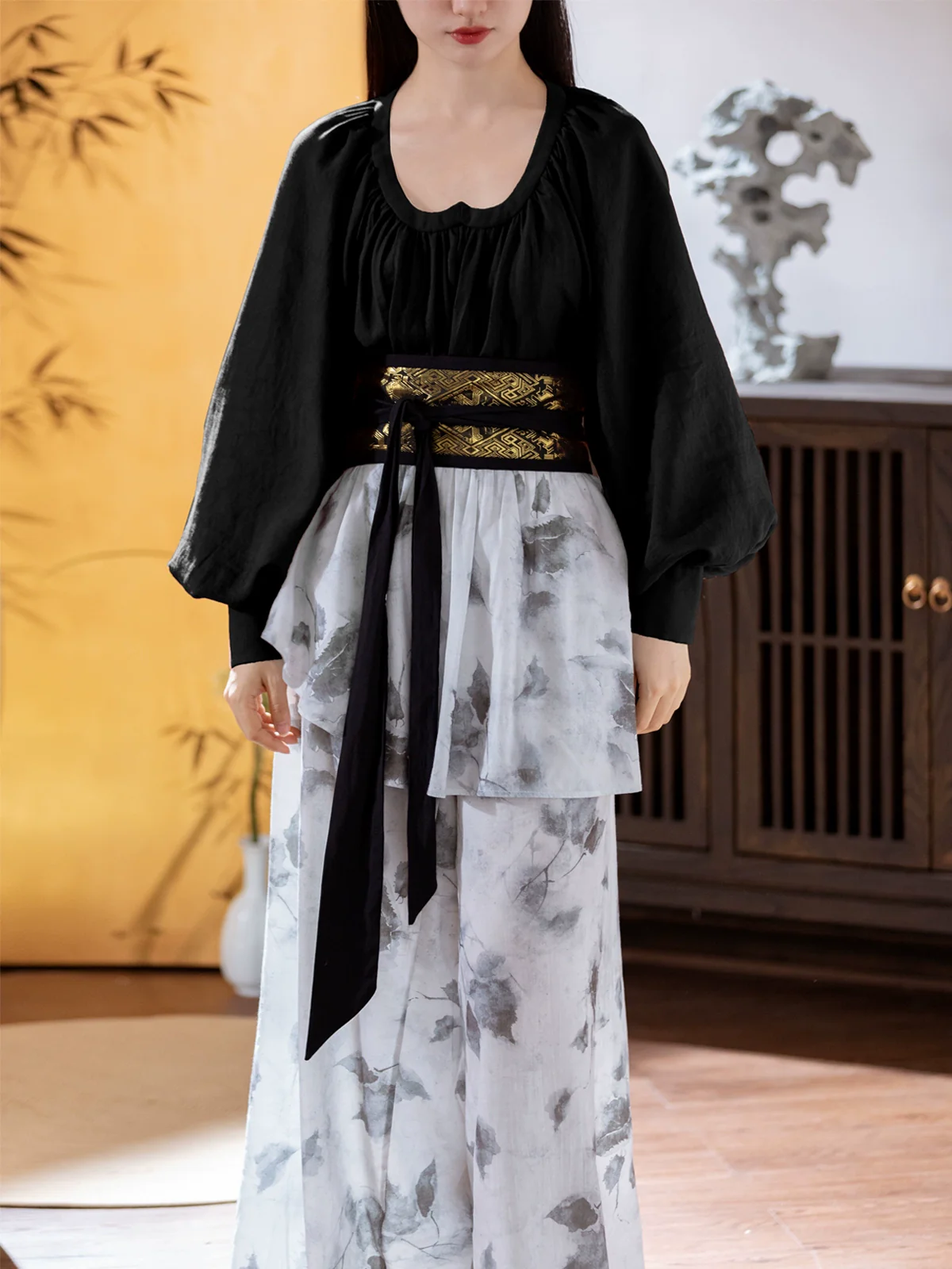 Freehand 写意 Modernized Tang Dynasty Tanling Peach Collar Pure Cotton Shirt - Image 5