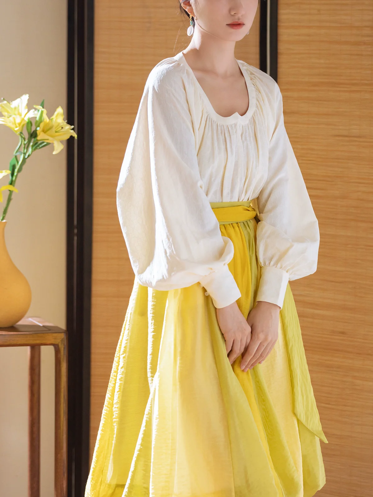 Freehand 写意 Modernized Tang Dynasty Tanling Peach Collar Pure Cotton Shirt - Image 6