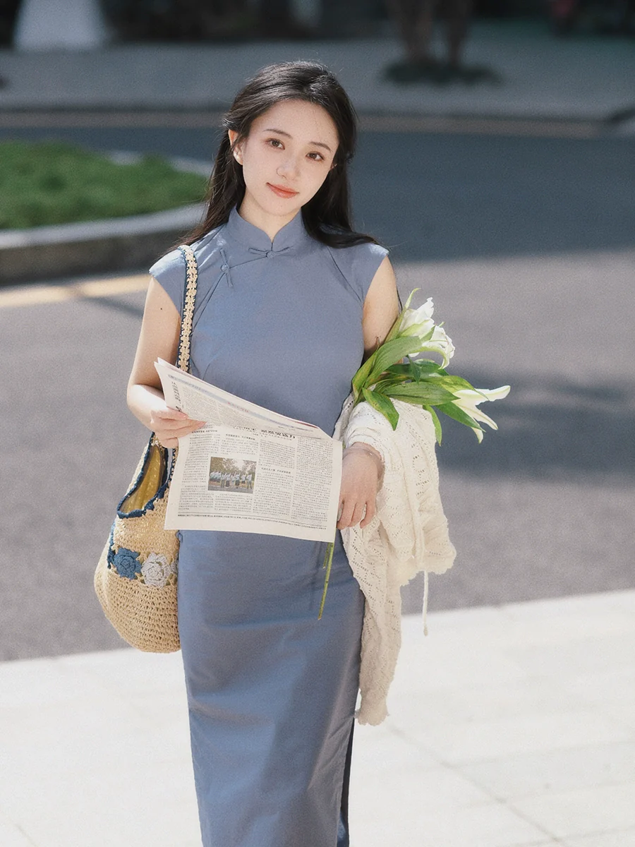 Xinan 西南 Southwestern 1930s Ramie Plant Daily Cap Sleeve Qipao - Image 6