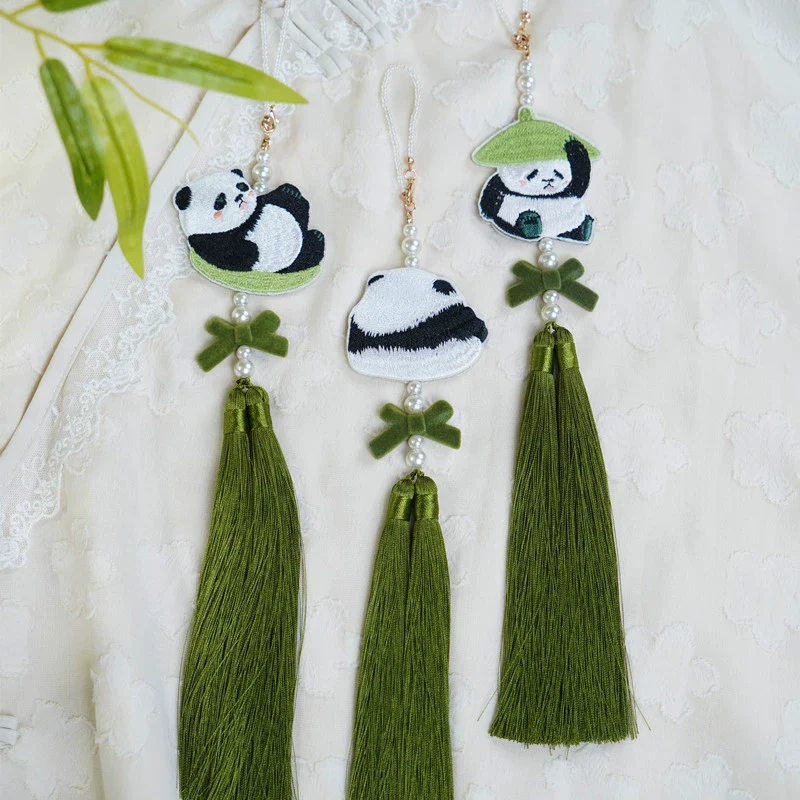 Xiong Mao 熊猫 Lazy Panda Double Sided Embroidered Charm - Image 2