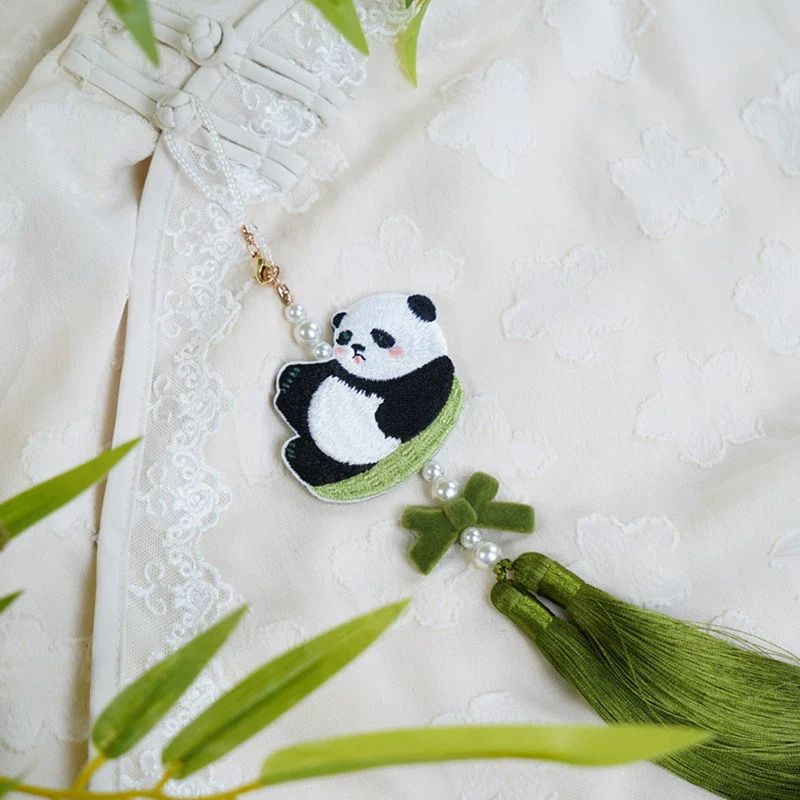 Xiong Mao 熊猫 Lazy Panda Double Sided Embroidered Charm - Image 4