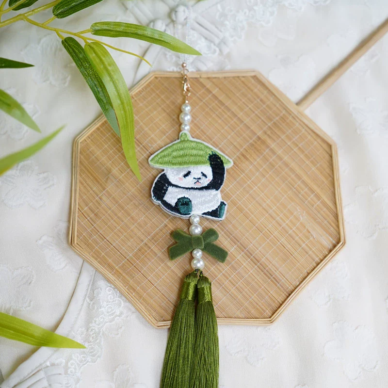 Xiong Mao 熊猫 Lazy Panda Double Sided Embroidered Charm - Image 5