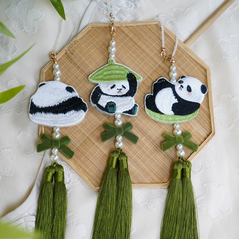 Xiong Mao 熊猫 Lazy Panda Double Sided Embroidered Charm - Image 6