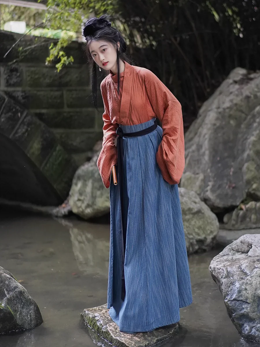 Xishan Wai 西山外 Beyond Mountains Modernized Wei Jin Cotton Unisex Ruqun Set - Image 5