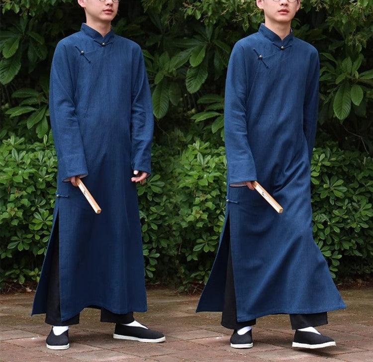 Xu Beihong 徐悲鸿 1920s Republic of China Men's Linen Changpao Mandarin Collar Robe - Image 11